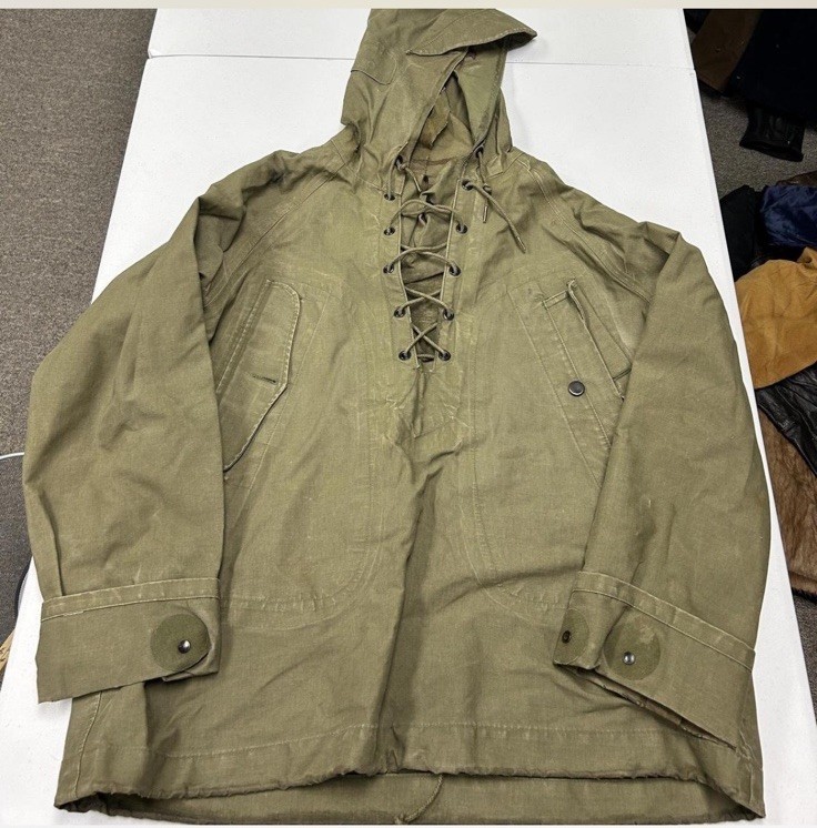 Vintage Military Anorak Smock Mens Large Green Lace Up Canvas Pullover Hooded