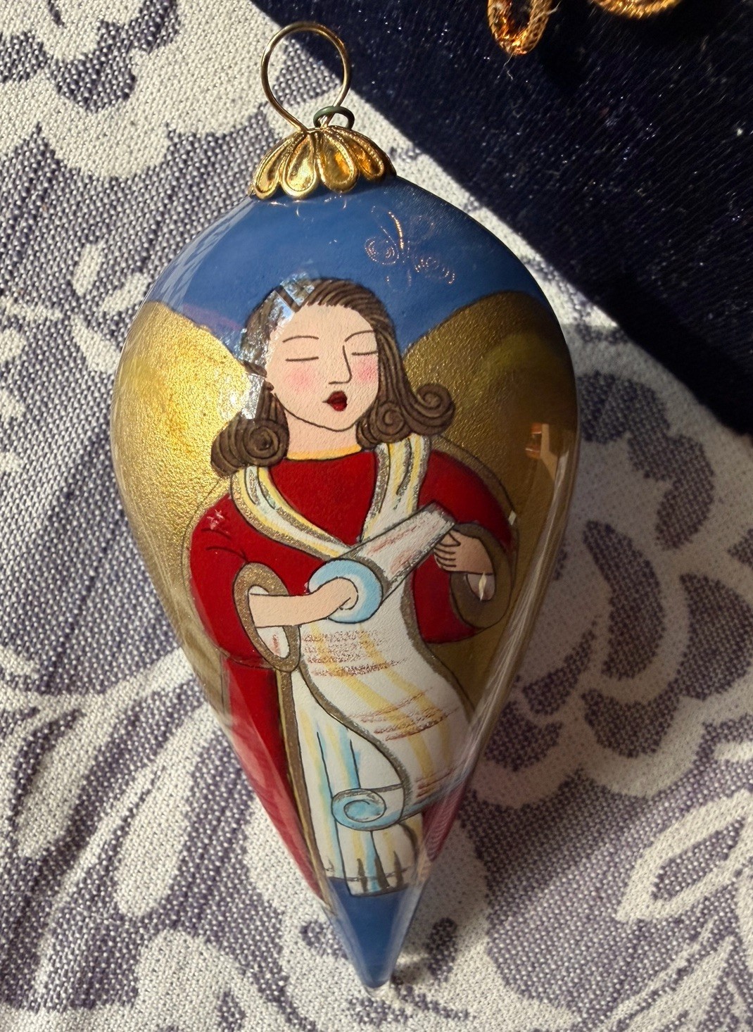 2000 PIER 1 Li Bien ANGEL Teardrop Glass Christmas Ornament with Box