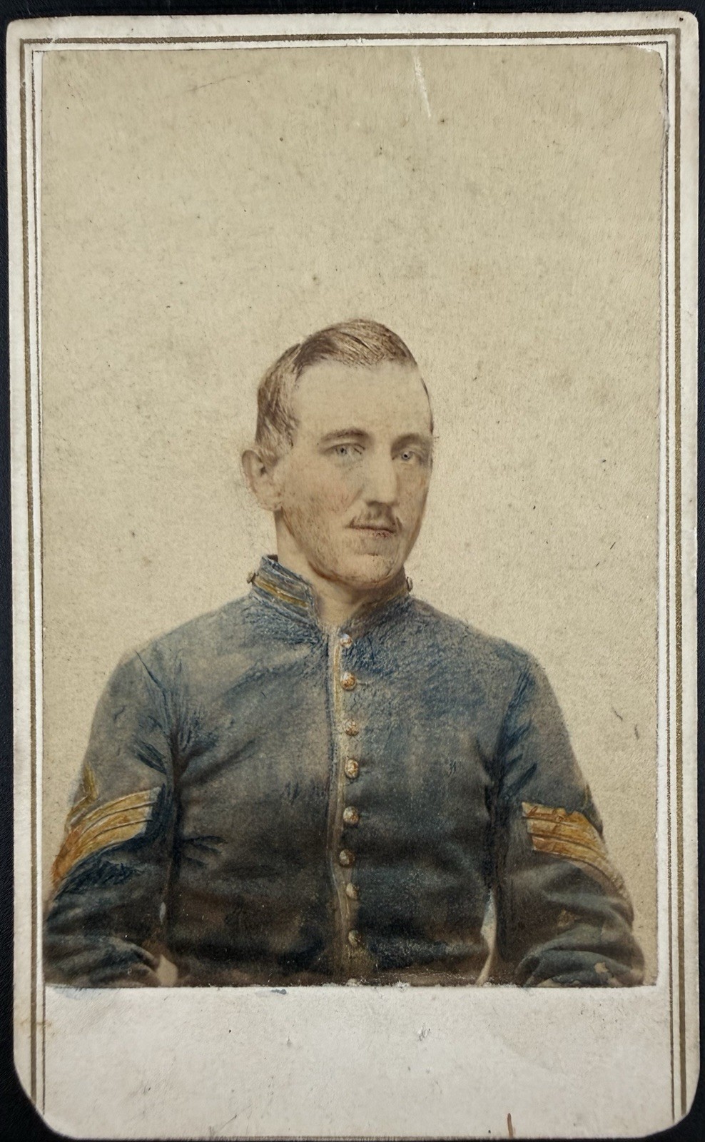 Civil War Ink Signed & Tinted CDV of Sergeant Amos G Hurd 31st Massachusetts