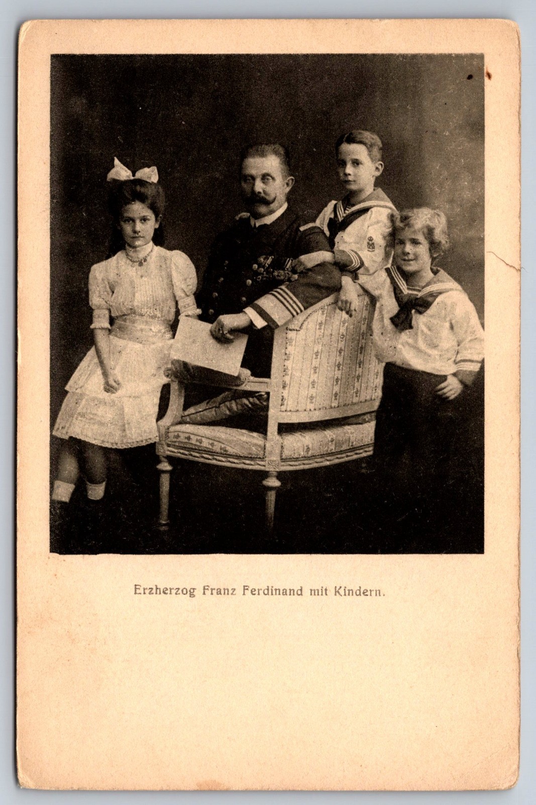 Archduke Franz Ferdinand of Austria with his children Postcard