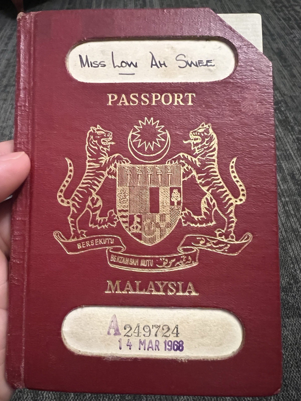 Malaysia Passport 1968, Vintage Cancelled Travel Document
