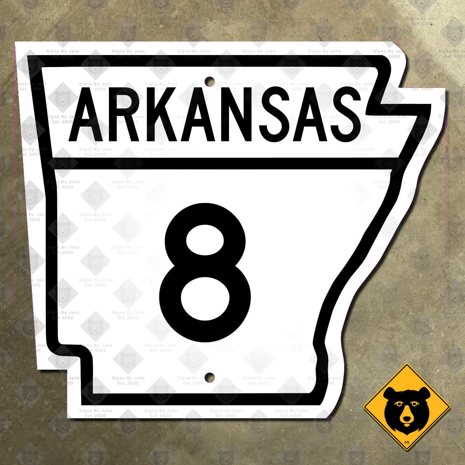 Arkansas 8 Arkadelphia Ouachita state route marker road sign highway 16x14