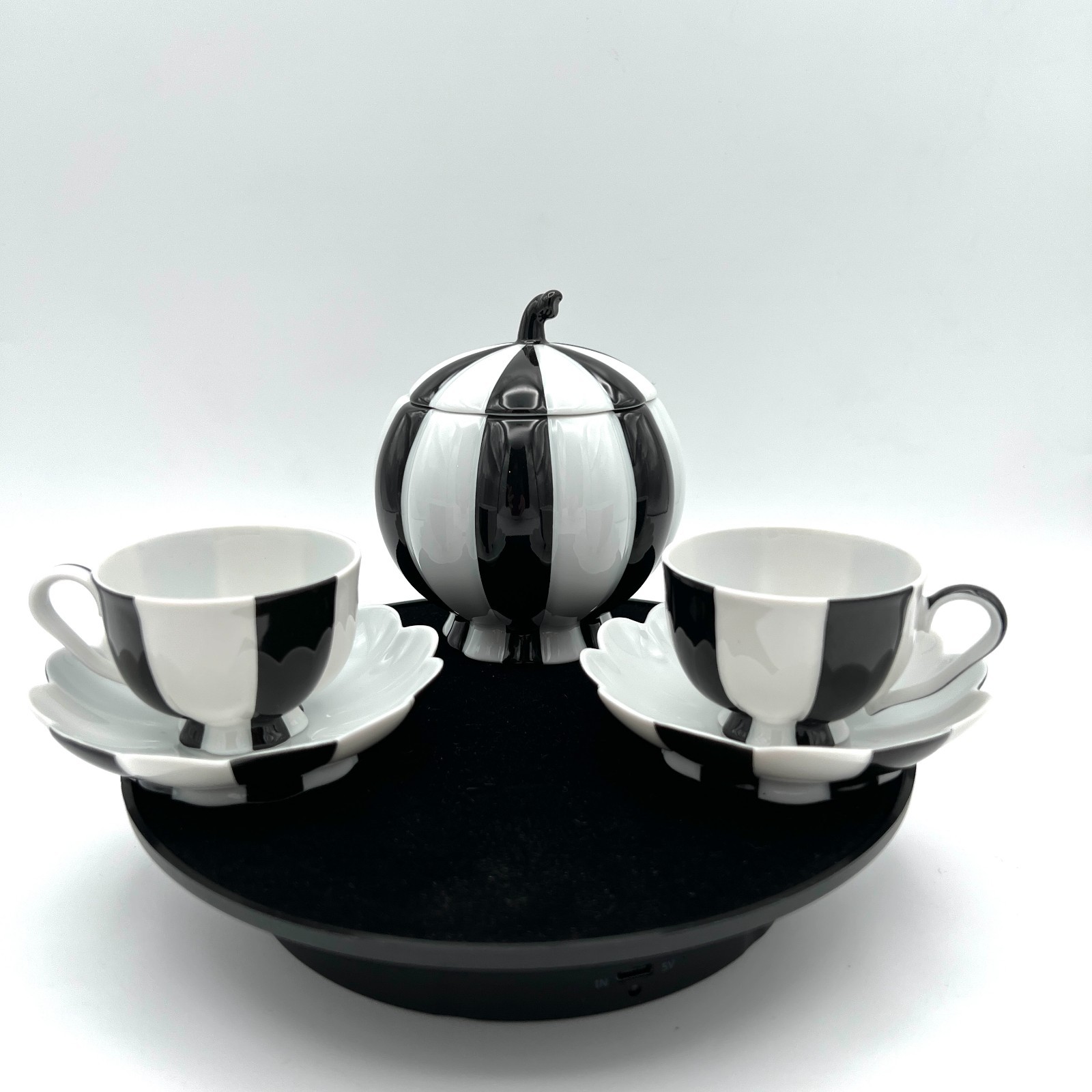 Josef Hoffmann Sugar Bowl & Mocha Cups, Saucers \