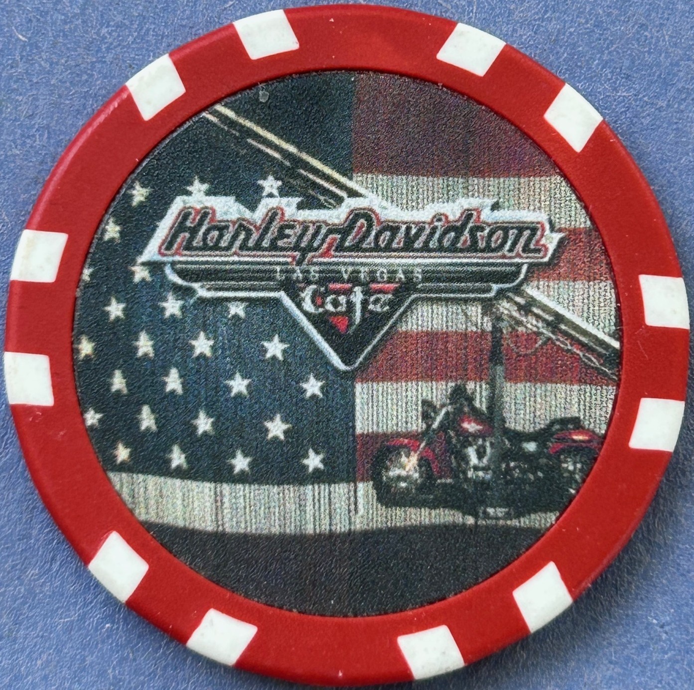 Harley Davidson Wide Print Poker Chip from HD Cafe in Las Vegas, Nevada   CLOSED
