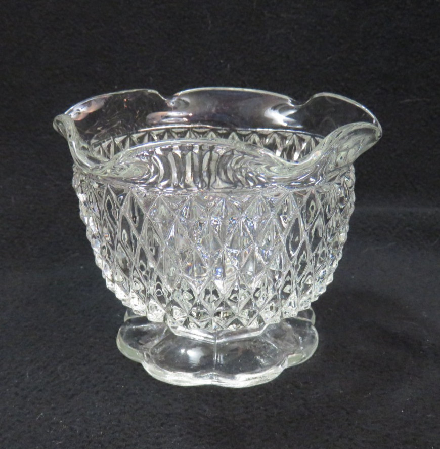 Indiana Glass Candy - Nut Footed Dish Bowl Diamond Point Vintage 1965