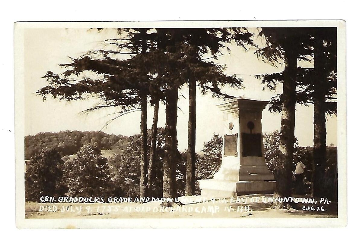 Early 1900\'s RPPC General Braddocks Grave & Monument Uniontown Pa. Unposted