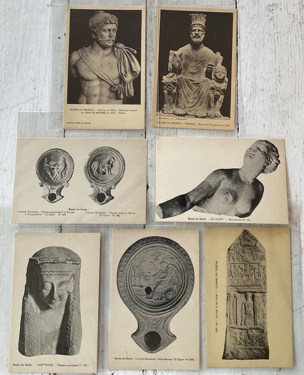 Vintage Antique LOT  of 7 Post Card Roman God Statue Artifacts Carte Postale