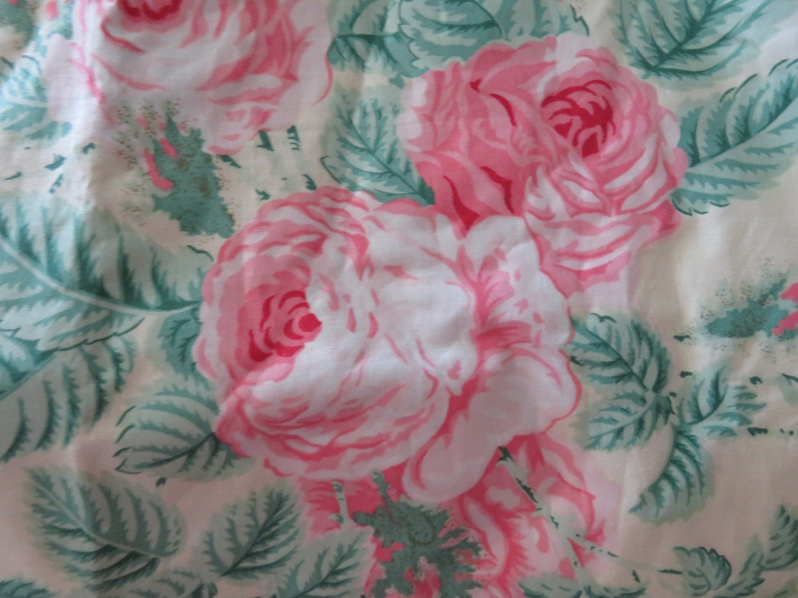 Vintage Schumacher Chintz Fabric Never Used PINK ROSES & Bows Perfect 4 Pillows