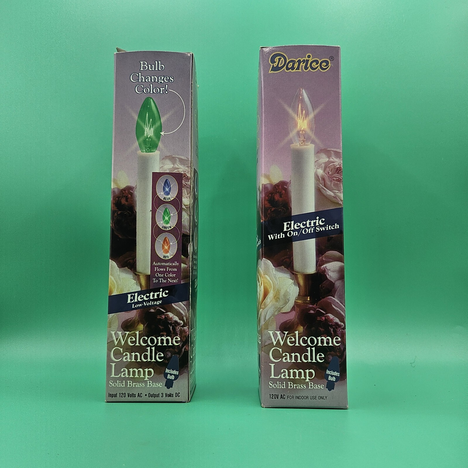 VTG Darice Welcome Candle Window Lamp Electric Light And Color Changing Set Of 2