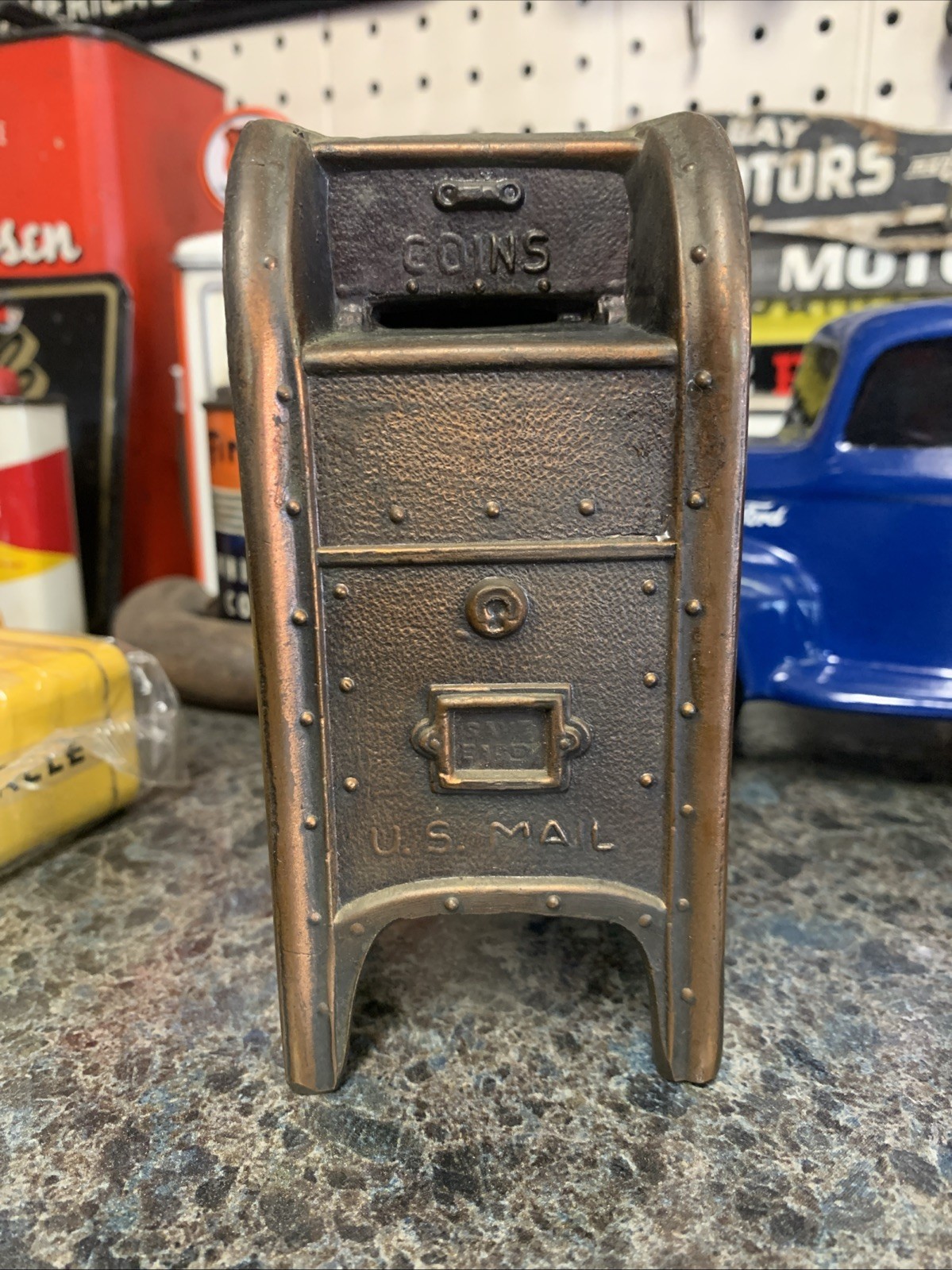 Collectable VINTAGE Metal US Mailbox Bank Piggy Bank