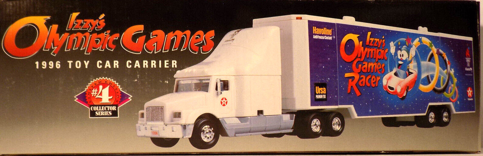 Texaco Olympic Games  Izzy\'s Car Carrier # 4 in Series with Lights & Sounds NOS