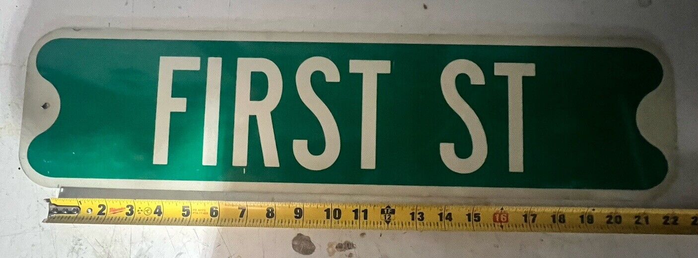 Authentic Vintage First St Street Road Sign 24
