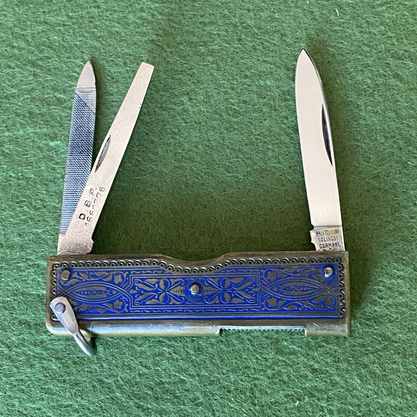 Minty Vintage German Gents Toledo Pen Pocket Knife Removable Scissors Enamel