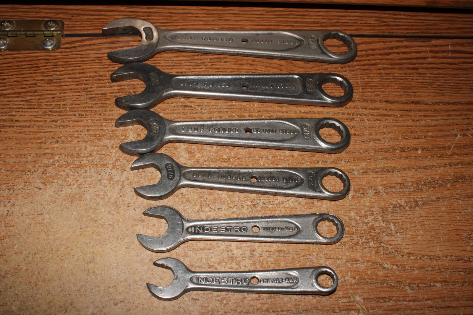 Vintage Auto Kit SAE Combination Wrench Lot (6 ) Indestro Drop Forged 7/8\