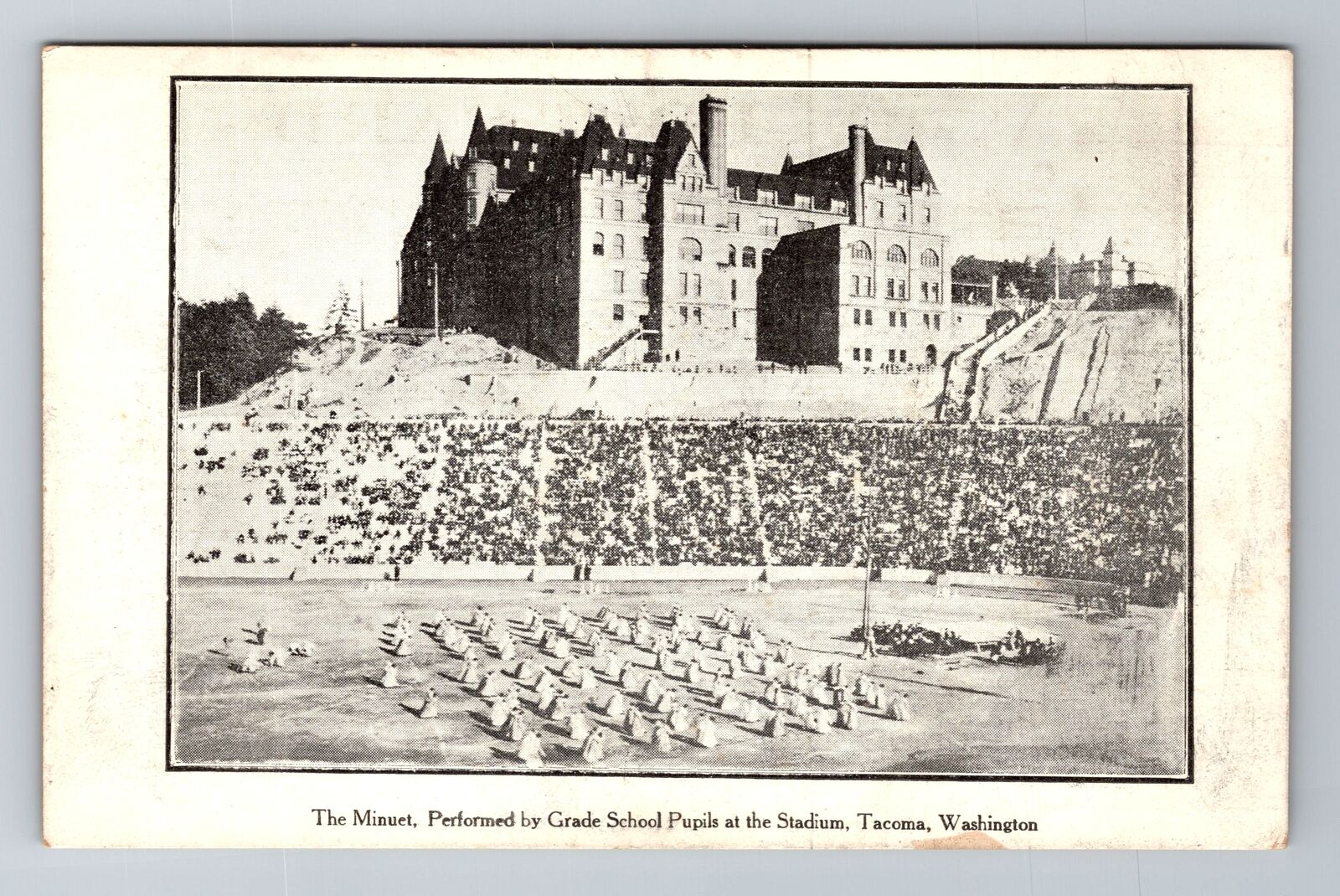 Tacoma WA-Washington, Minuet, Grade School Pupils At Stadium, Vintage Postcard