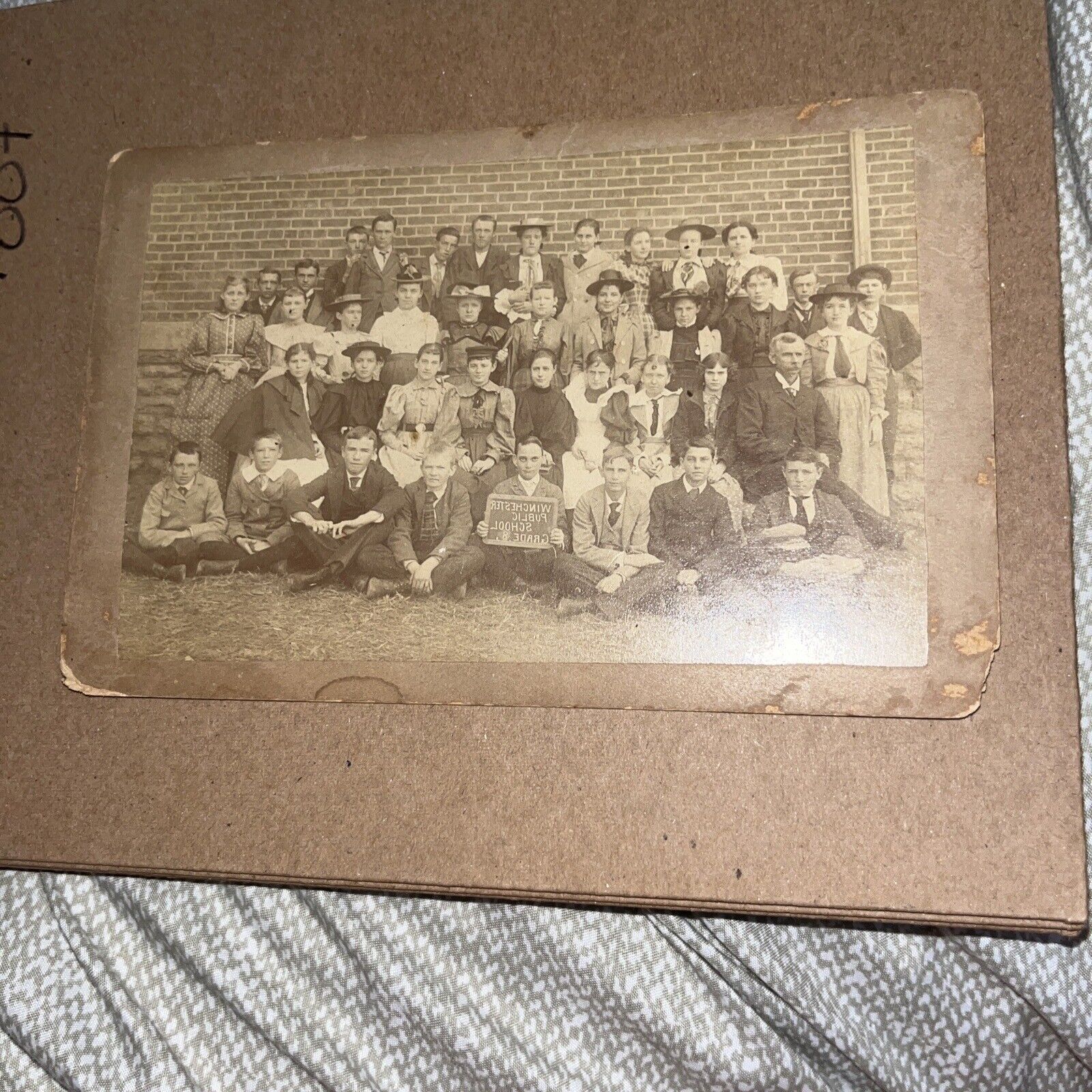 Antique Class Cabinet Card Photo: Winchester KY Public School Grade 8