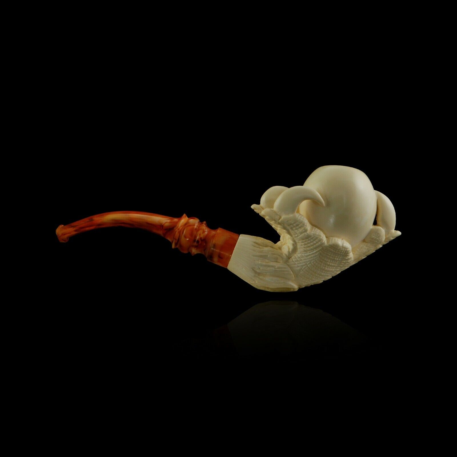 Reverse Eagle Claw Meerschaum Pipe smoking pfeife tobacco hand carve with case