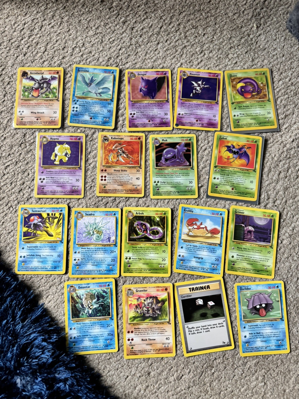 Pokémon TCG Vintage WOTC Fossil Set Non-Holo Rare Card Bundle X 18