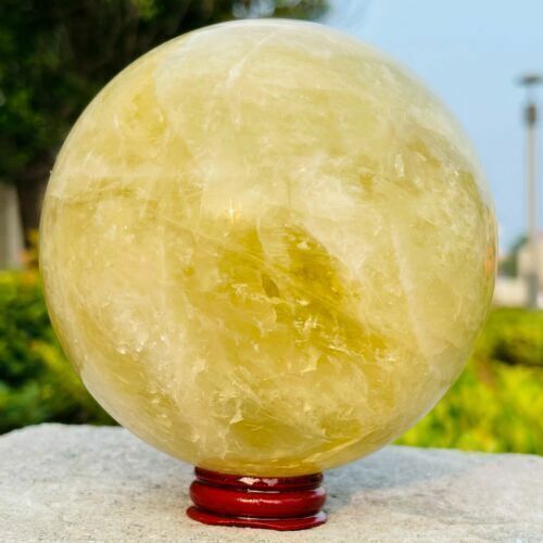 100mm Natural Citrine Quartz Crystal Sphere Ball Healing Gemstone+Stand New