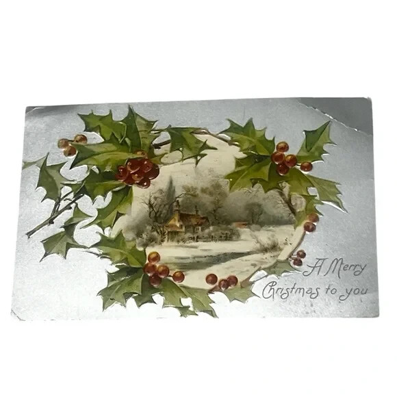 Postcard A Merry Christmas to You Embossed Holiday c1906 Undivided Back C75