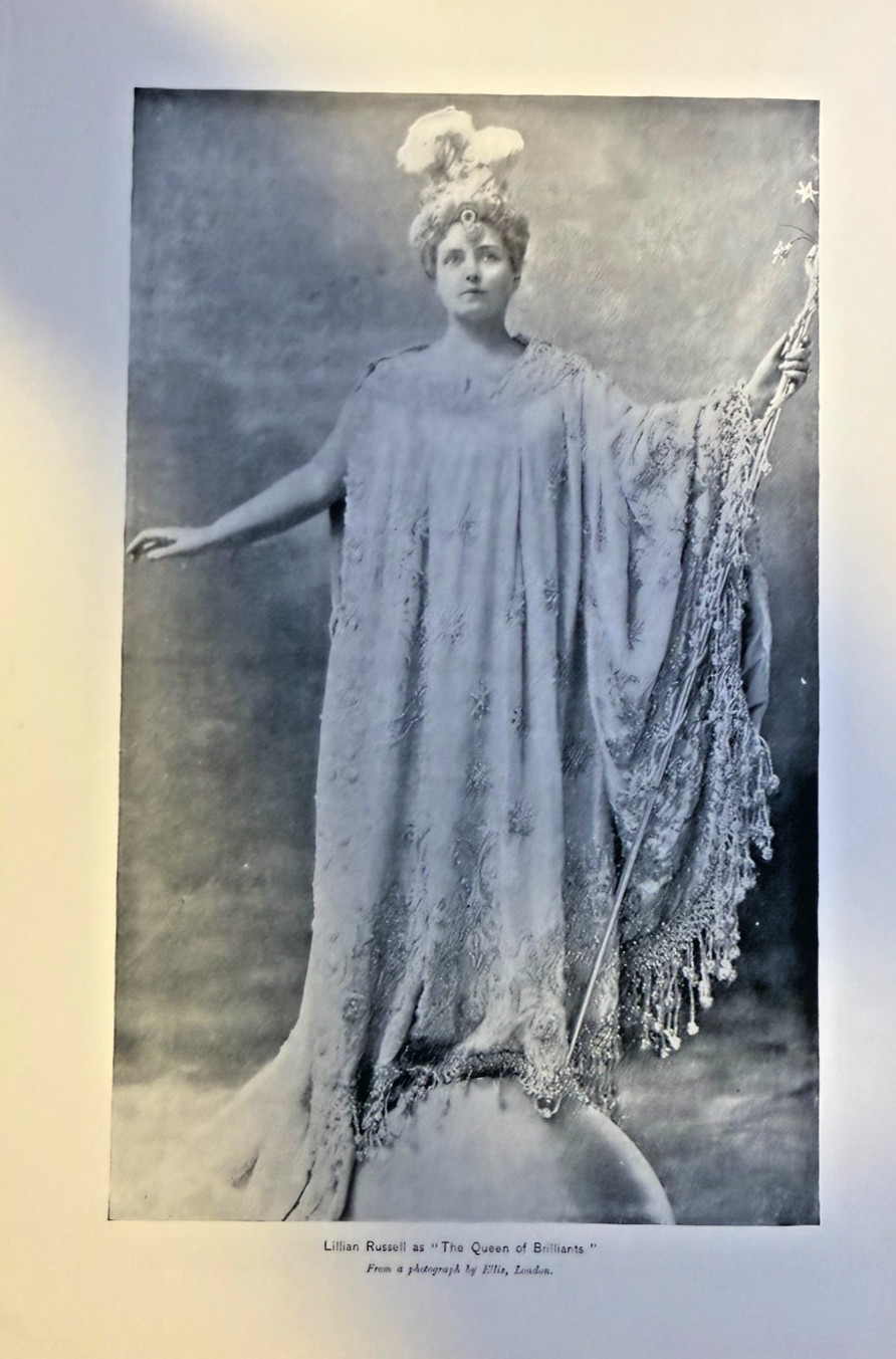 1895  Vintage Illustration Actress Lillian Russell As Queen Of Brilliants