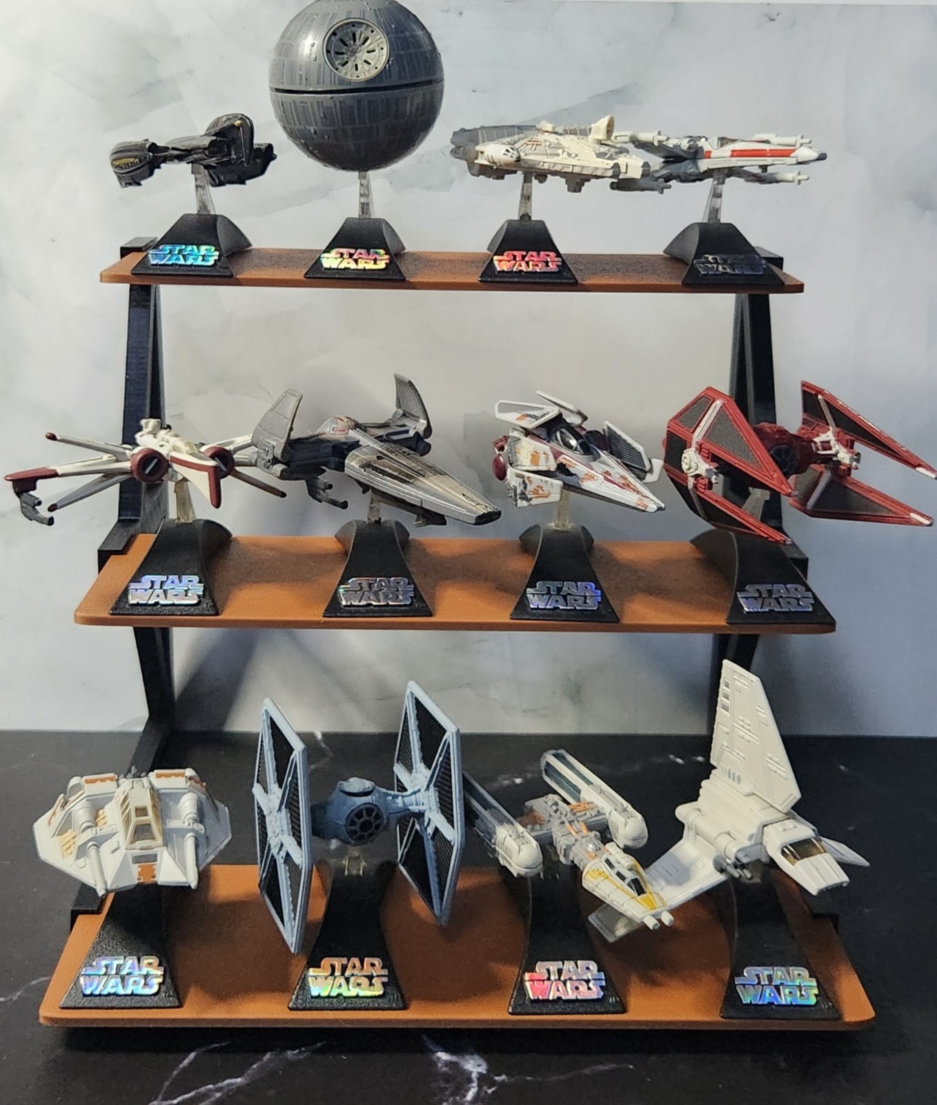 3 Tier Display Stand For Hasbro Titanium Star Wars Ships (Brown)