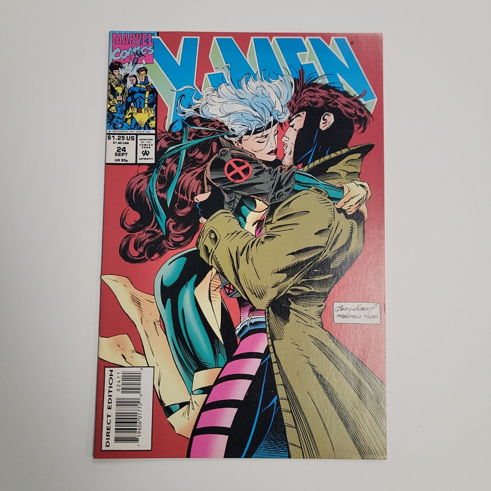 Marvel Comics X-Men #24 (1993) Rogue Gambit Kiss Andy Kubert Cover Director's