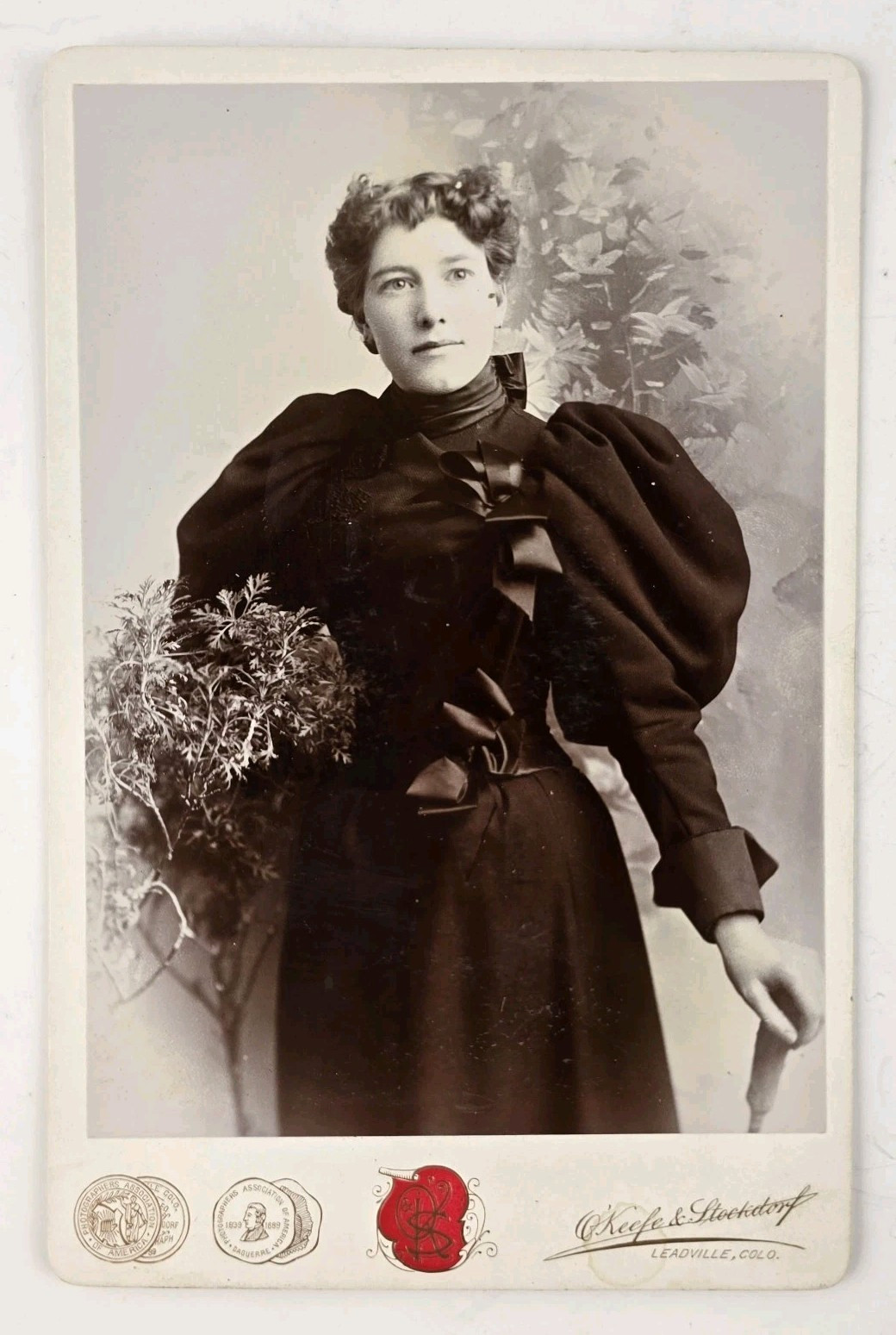 Antique Cabinet Card Photo Beautiful Victorian Woman Fashion Keefe Leadville CO