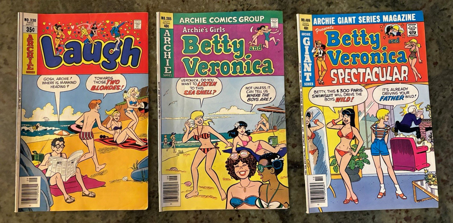 Archie Comics Bikini Covers Lot of 3 - Laugh 330, Betty & Veronica 285, B&V 486 Archie Comics Bikini Covers Lot of 3 - Laugh 330, Betty & Veronica 285, B&V 486