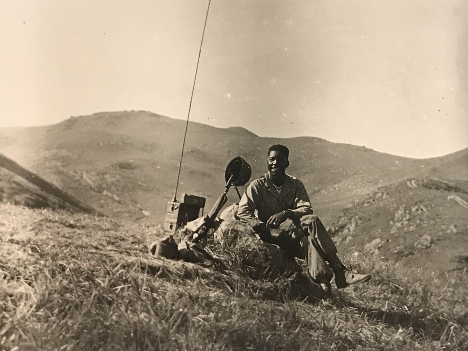 VTG photo african American soldier camp fuji 50s snapshot v4381
