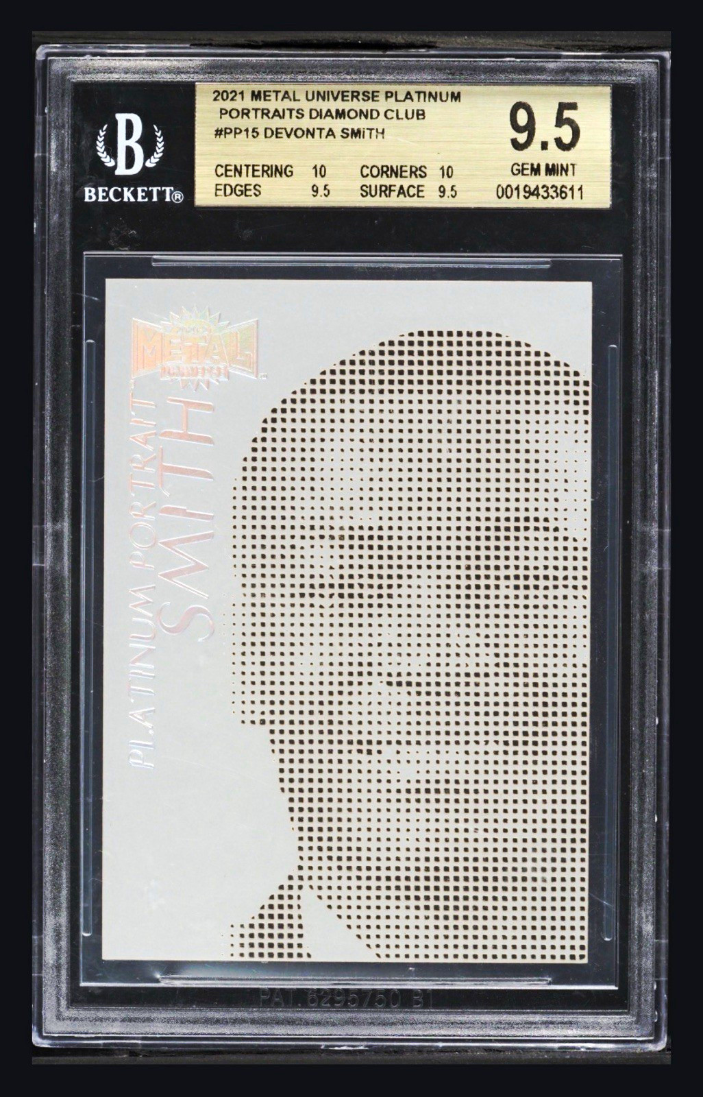 2021 Skybox Metal Universe Platinum Portraits Diamond Club Devont\'a Smith /15