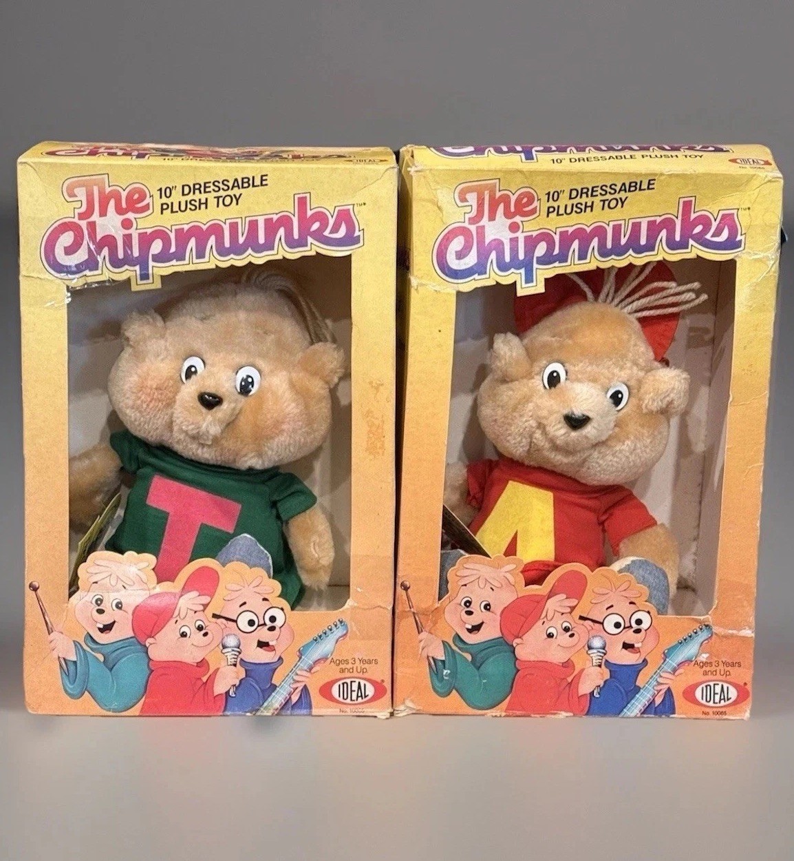 Alvin & the Chipmunks 1983 Alvin & Theodore Plush Stuffed Collectible In Box VTG