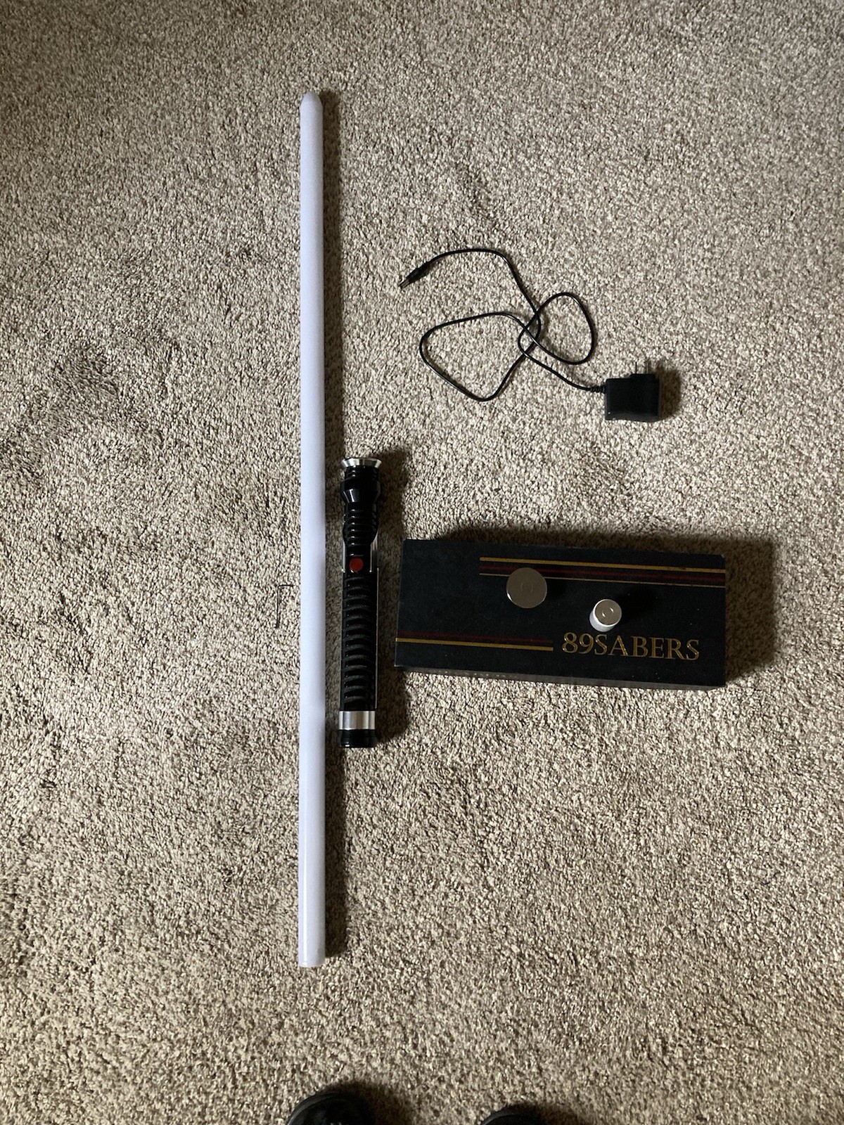 89SABERS Star Wars Lightsaber Hilt w/ Blade & Charger Black Silver
