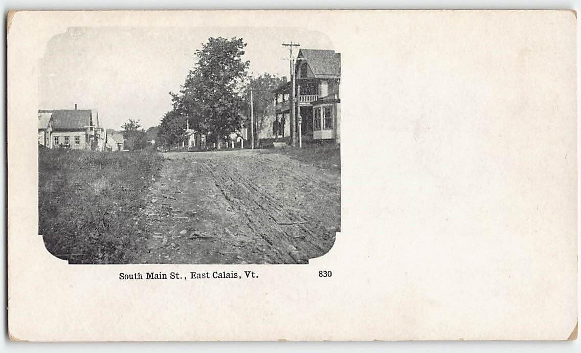 South Main Street Scene EAST CALAIS, VERMONT 1900s Buswell's Antique Postcard