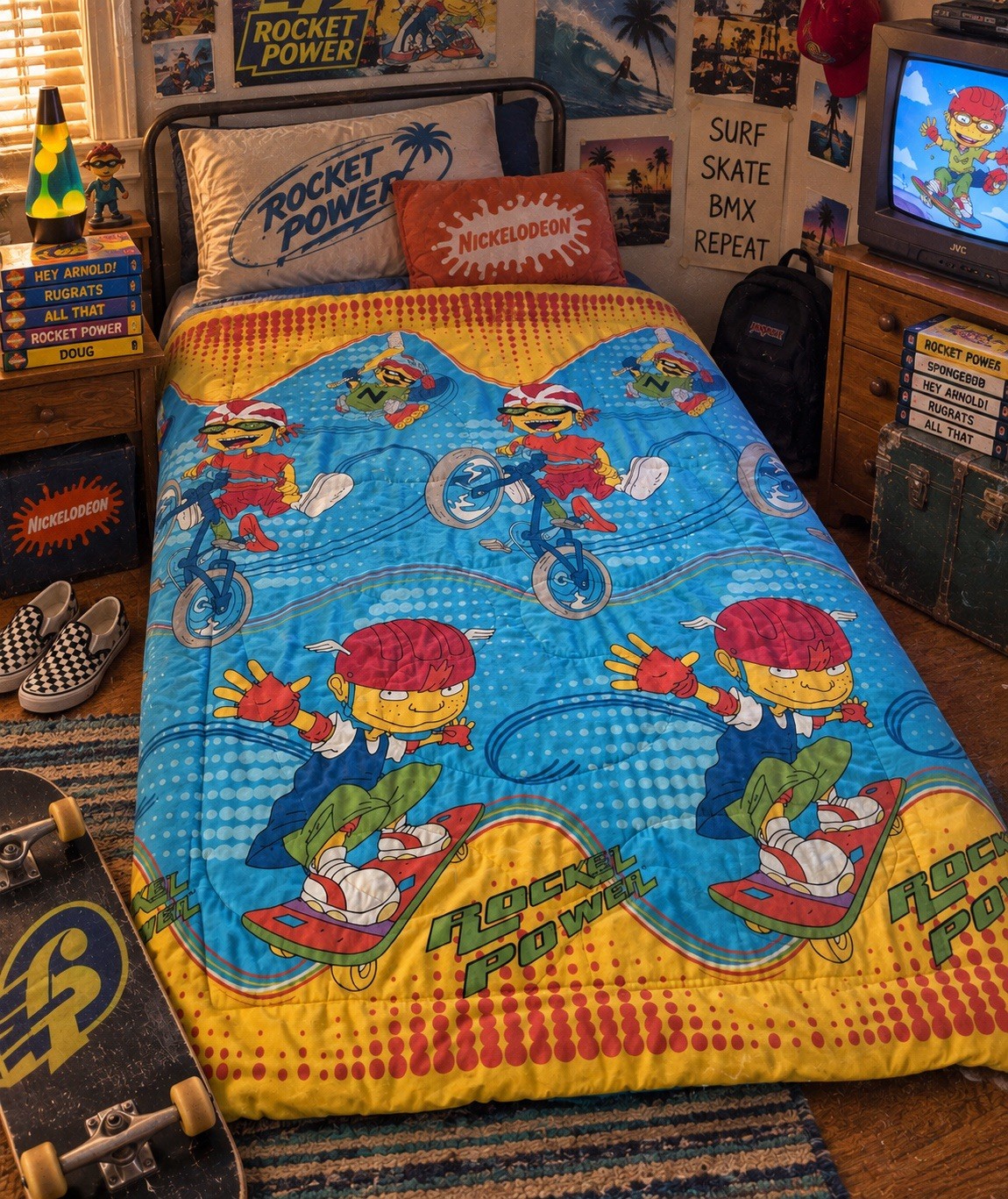 Vintage Rocket Power Twin Comforter Nickelodeon Bedding Blanket Rare 86” x 63”