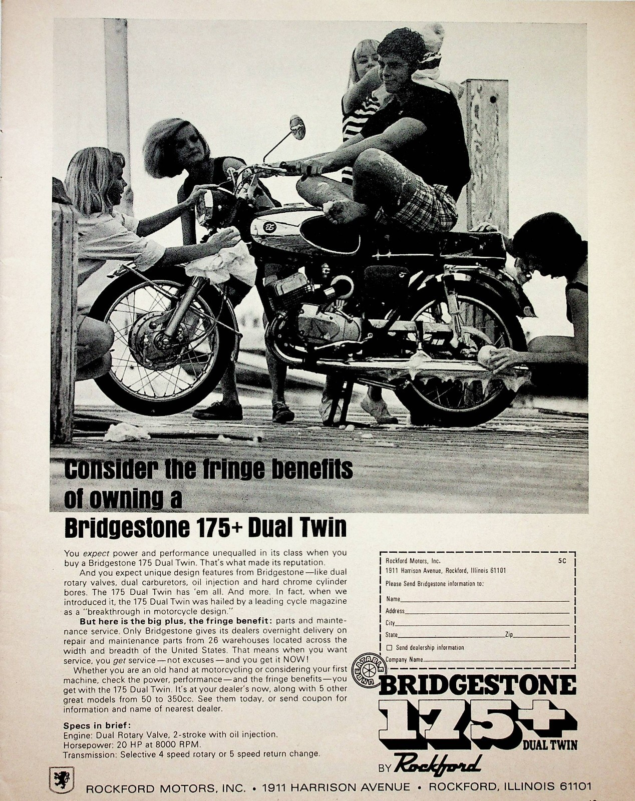 1968 Bridgestone 175 Dual Twin - Vintage Motorcycle Ad