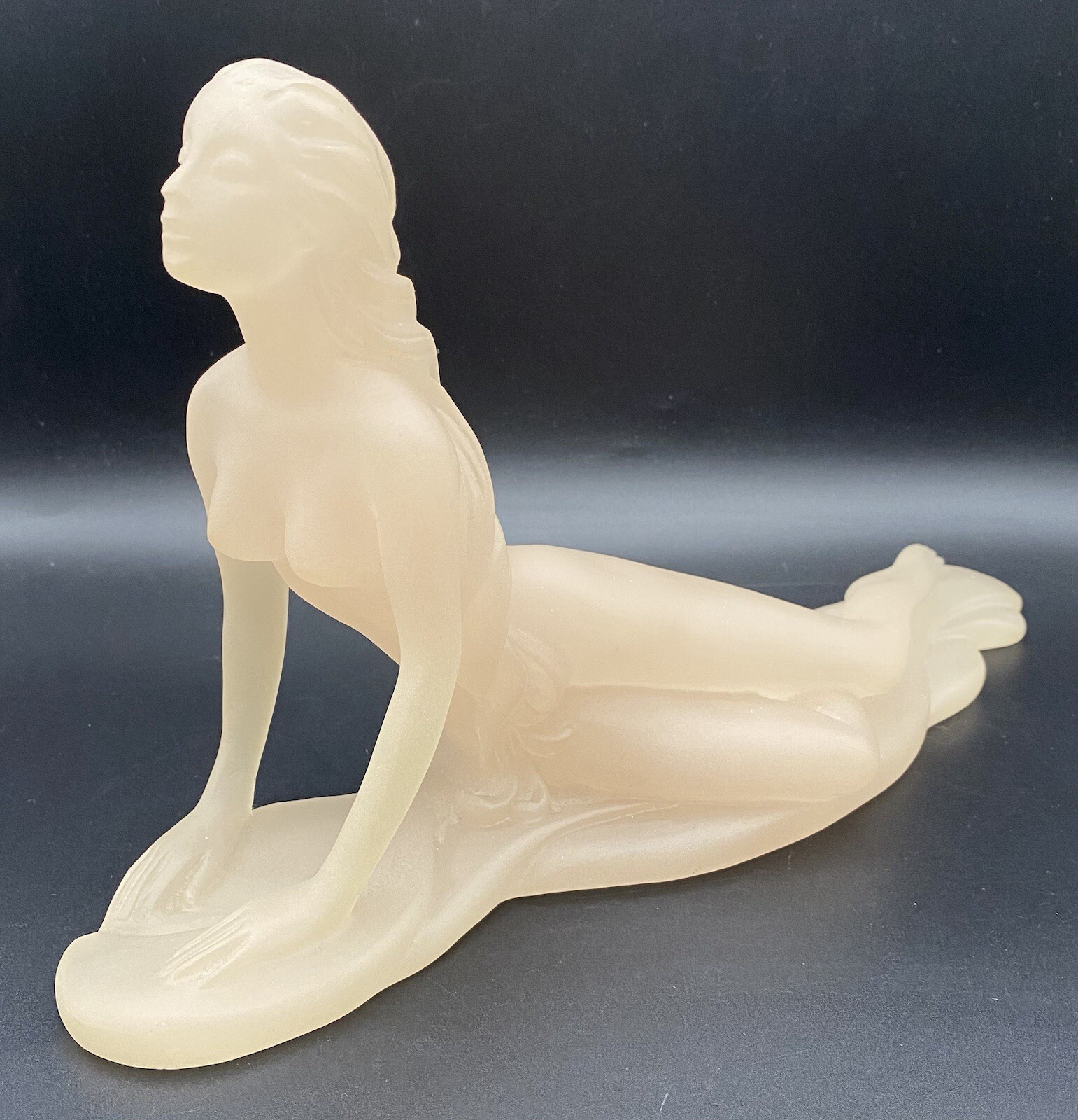 Vintage Frosted Lucite Nude Female Sculpture Mirage Ronkonkoma Bohemia New York