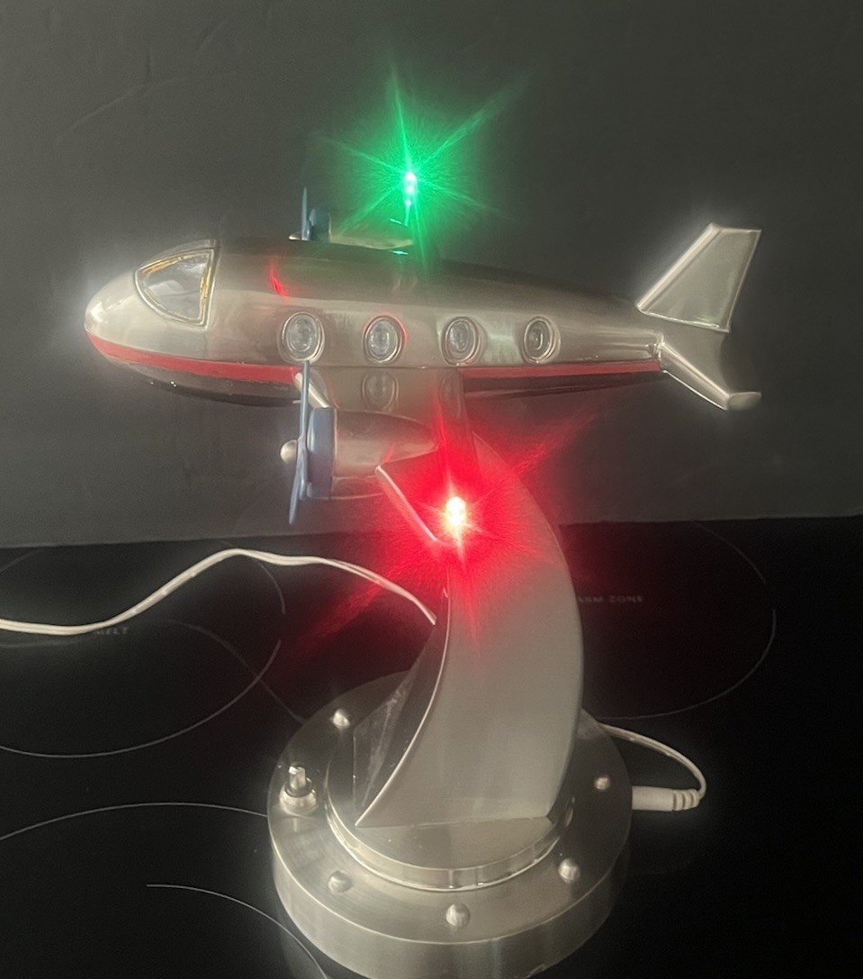 Pottery Barn Brushed Nickel Airplane Night Light Vintage Style Plane