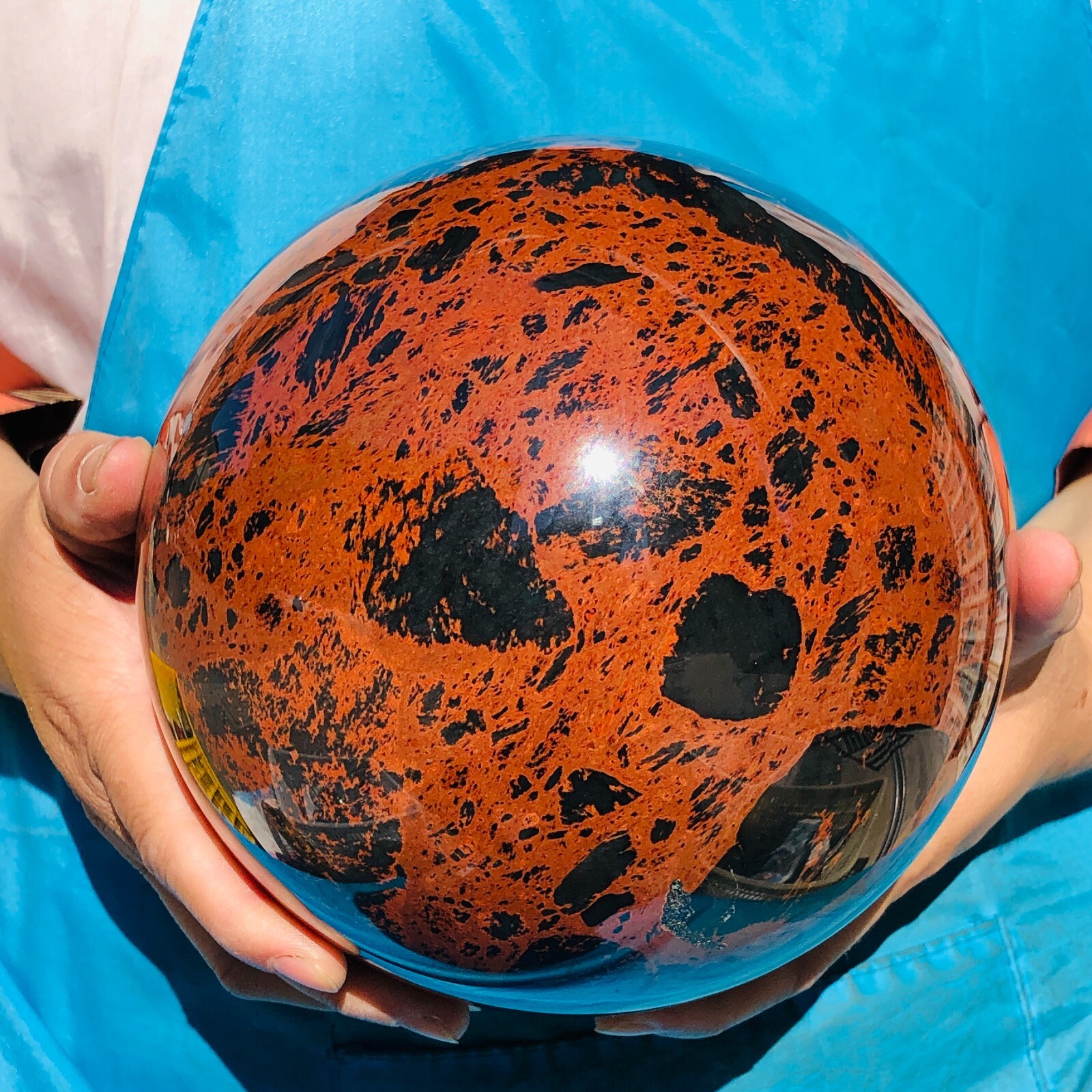 13.75LB Natural Beautiful Red Obsidian Ball Quartz Crystal Sphere Healing 2046