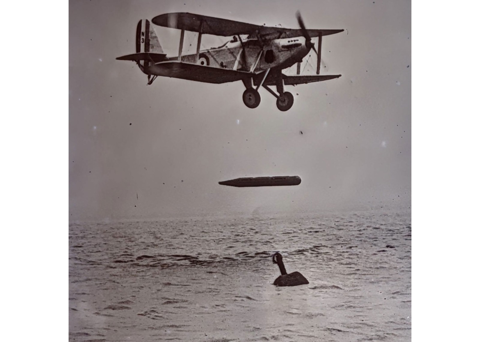 1928 RAF Blackburn Ripon Torpedo Bomber Airplane Montage Glass Negative OOAK
