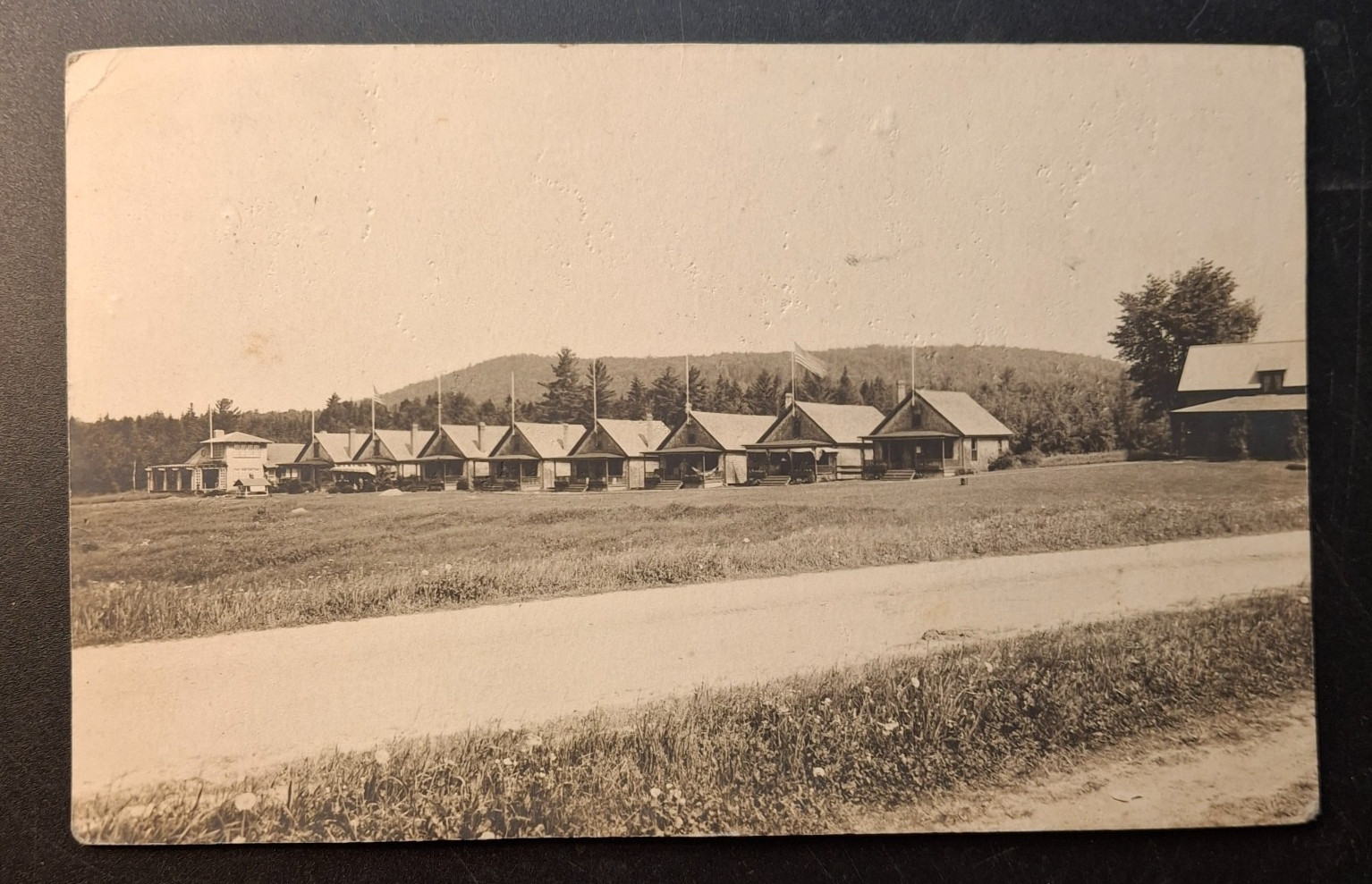 RPPC Upper Dam Maine House & Camps 1920  Real Photo Postcard
