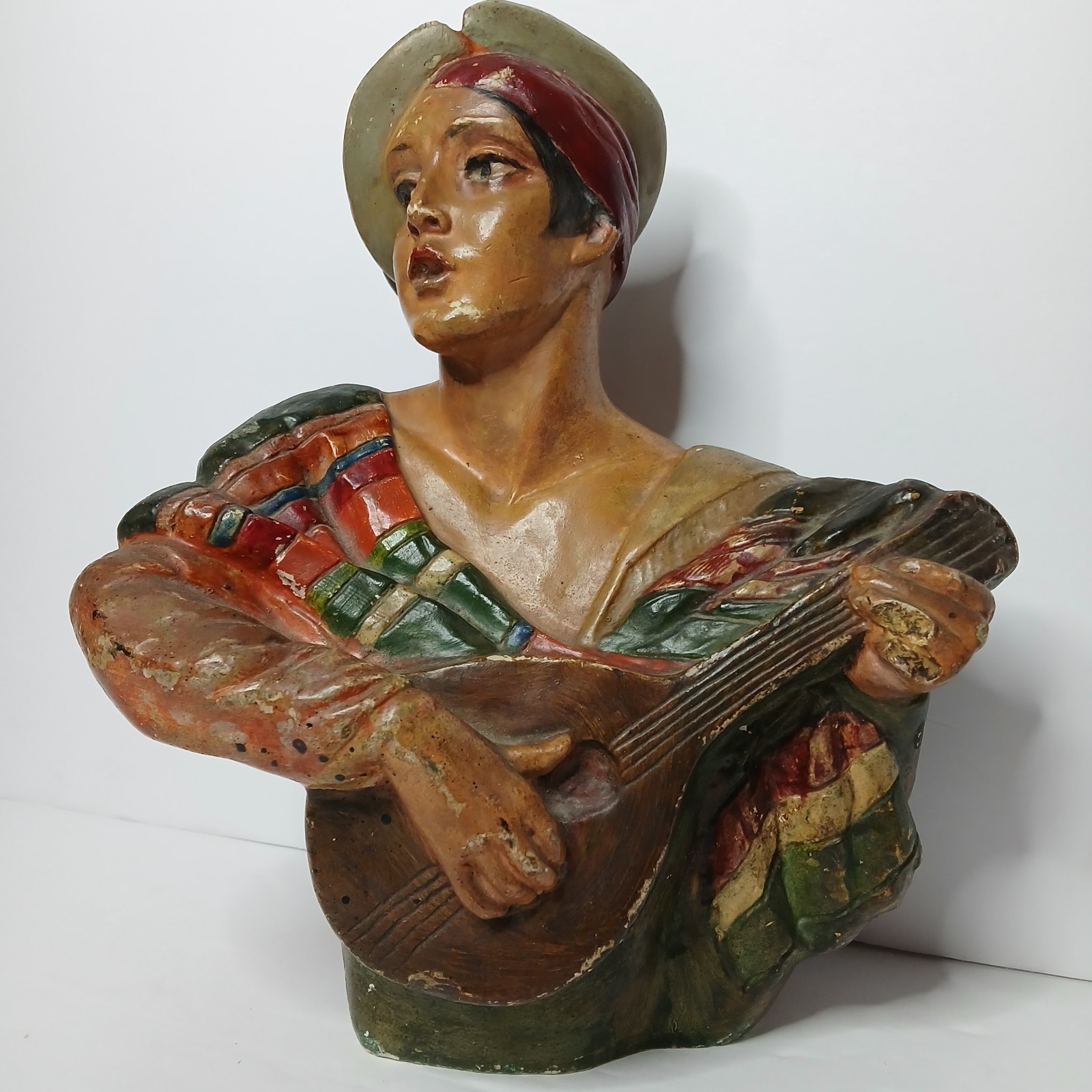Vtg 1960s Chalkware Bust Troubadour Age Of Romance Lillie O’Ryan Spanish Revival