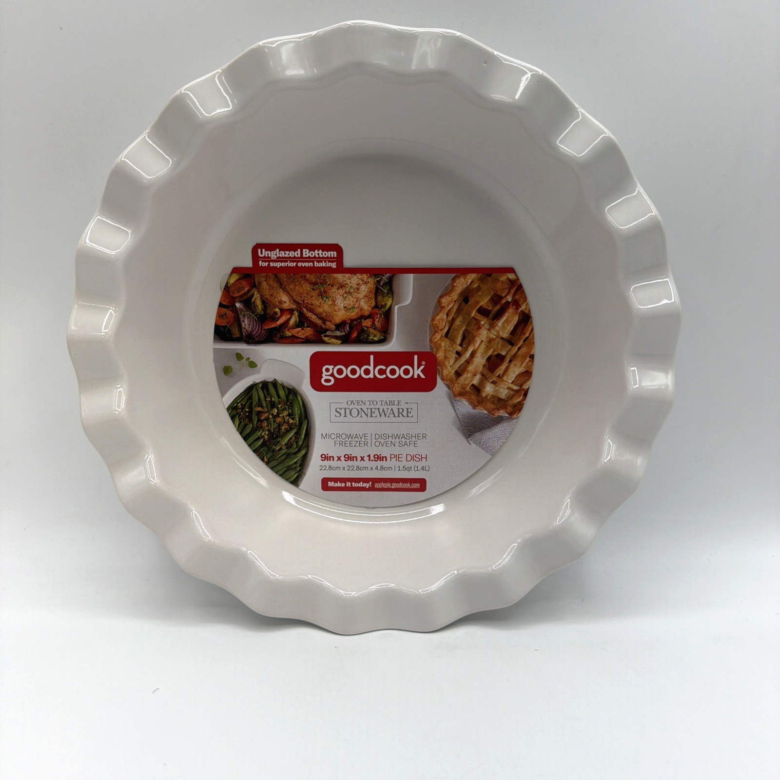 Goodcook 9 In Stoneware Pie Dish Ceramic Unglazed Bottom 1 Pack