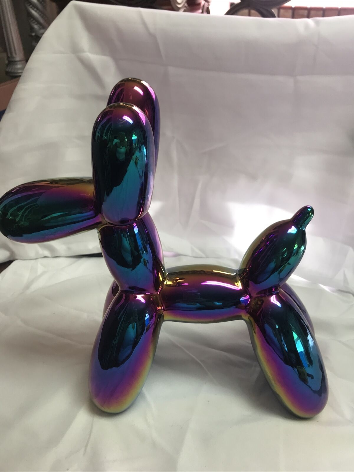 ceramic balloon dog  Iridescent Color 10 1/2 High 11 Long 4 Wide
