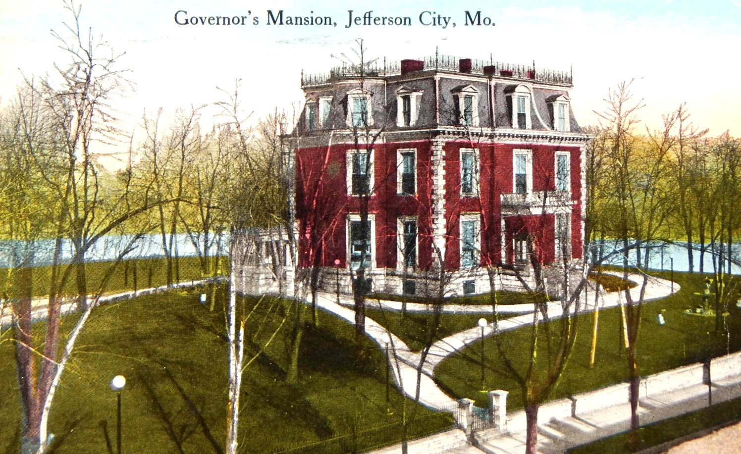 1914 GOVERNOR\'S MANSION JEFFERSON CITY MISSOURI DIVIDED POSTED POSTCARD VINTAGE
