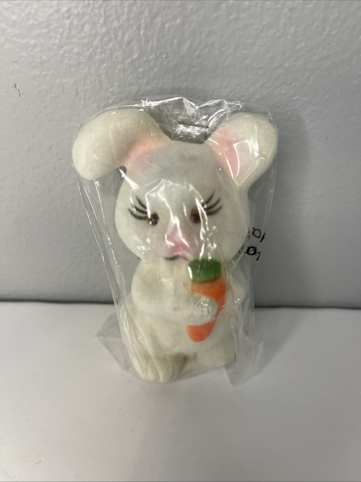 Vintage 1989 Flocked Easter Bunny With Carrot New In Original Packaging