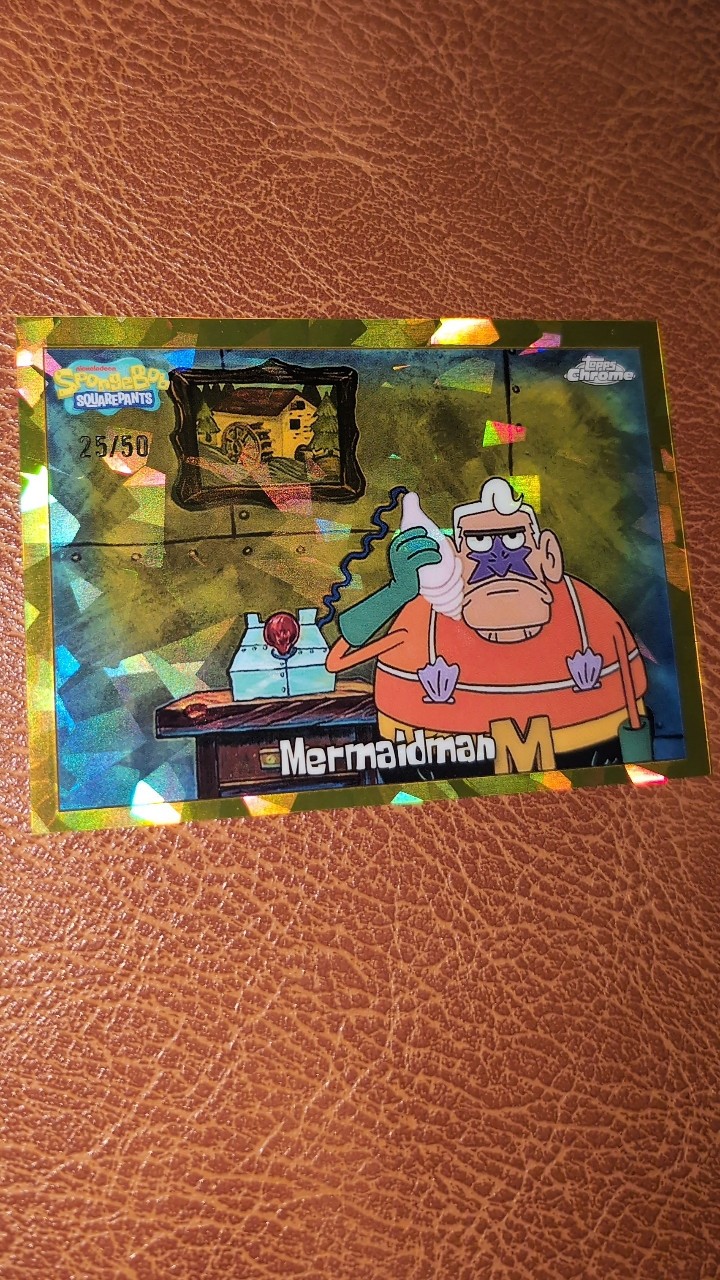 2025 Topps Chrome SpongeBob Mermaidman #6 Gold Refractor 25/50 2025 Topps Chrome SpongeBob Mermaidman #6 Gold Refractor 25/50