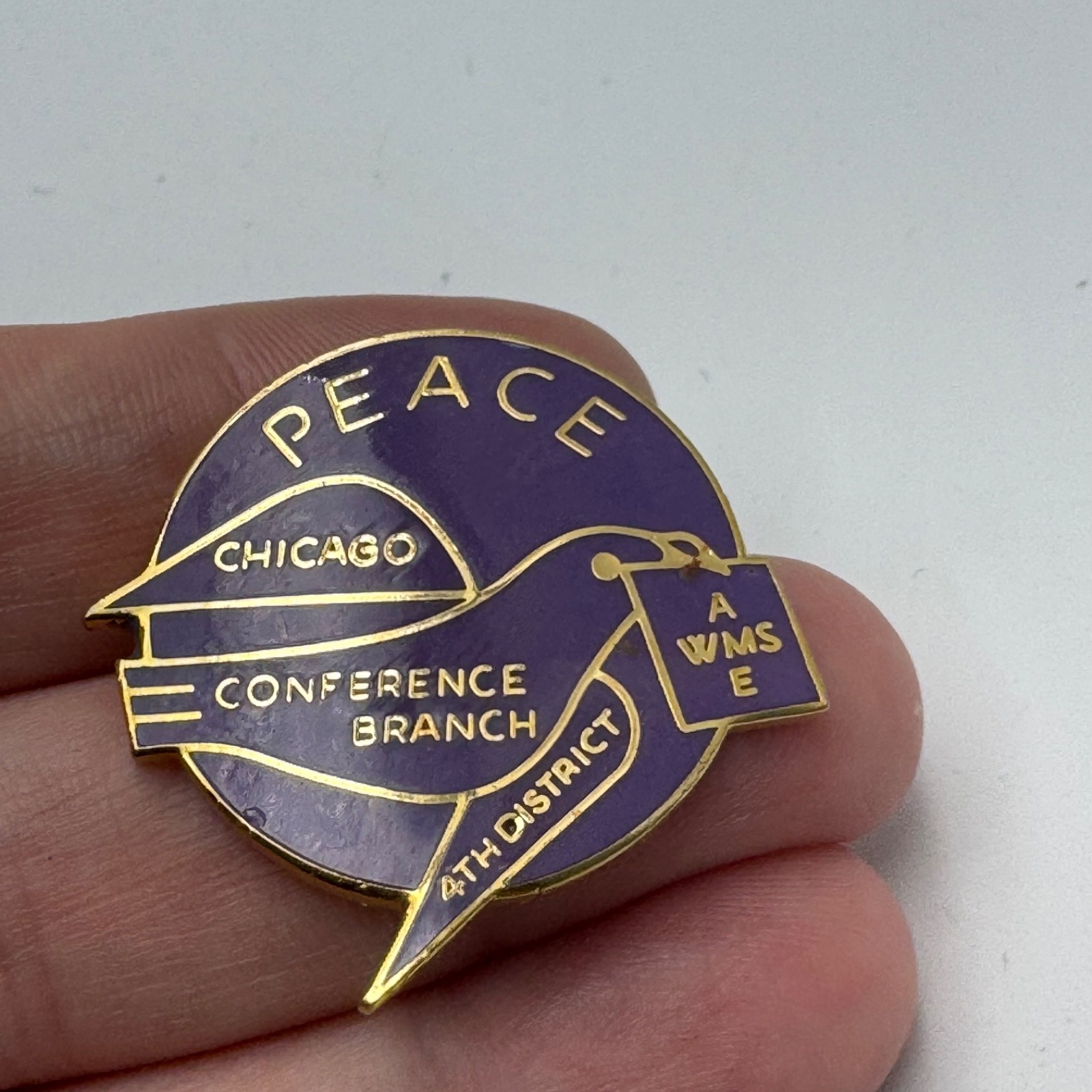 PEACE Chicago Conference Branch 4th District AME WMS Vintage Lapel Pin