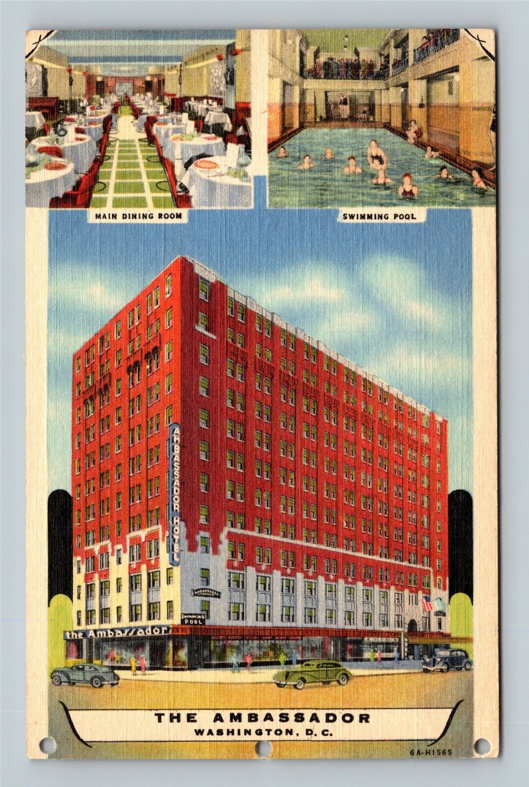 The Ambassador Hotel, Swimming Pool, Dining Room VintageWashington DC Postcard  