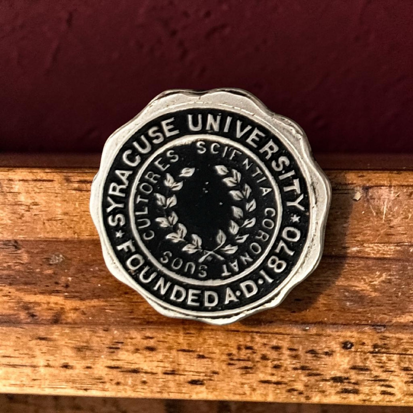 Vintage Syracuse University Seal Lapel Pin Founded 1870 Silver Tone College